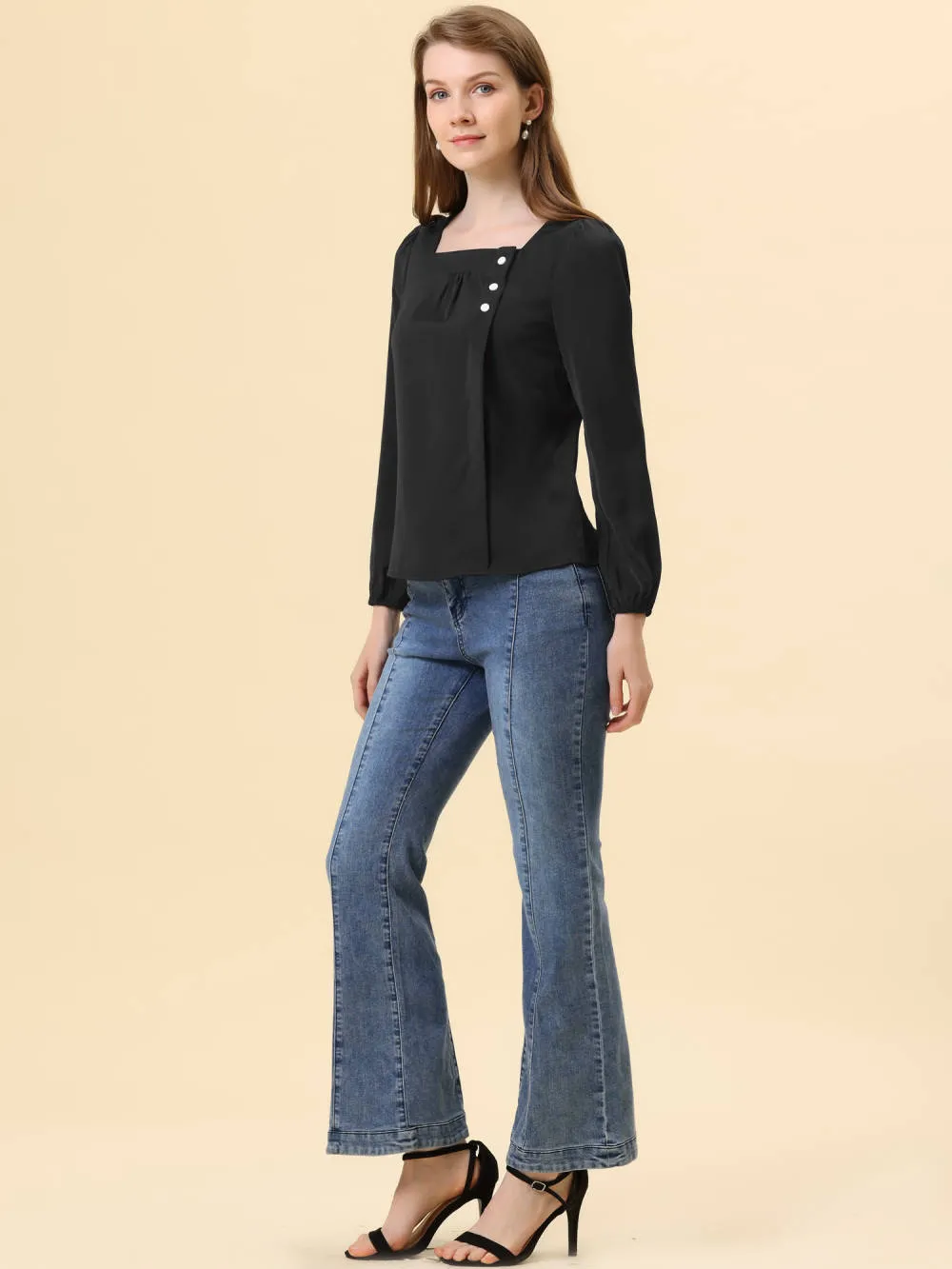 Allegra K- Square Neck Casual Long Sleeve Top sold by Reitmans product image thumbnail 2