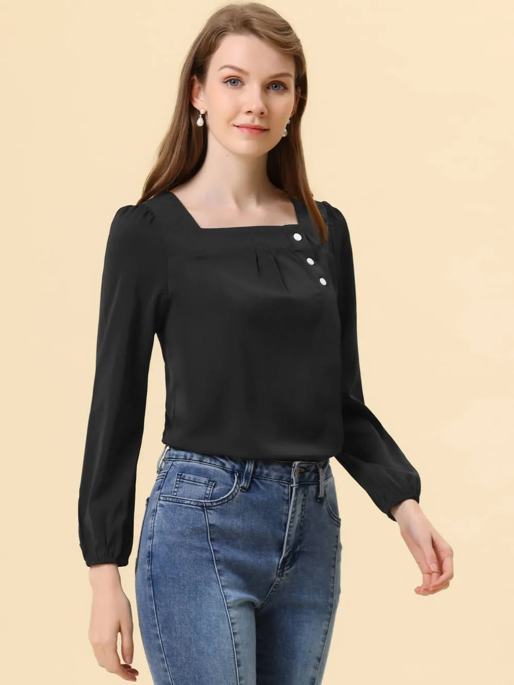 Allegra K- Square Neck Casual Long Sleeve Top sold by Reitmans product image thumbnail 3