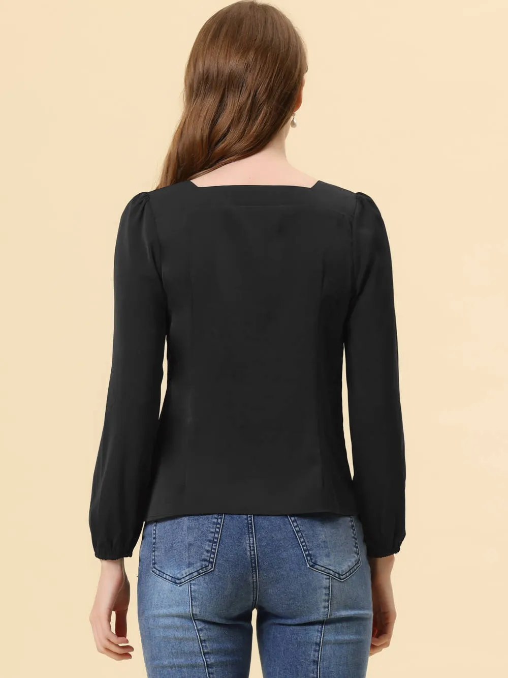 Allegra K- Square Neck Casual Long Sleeve Top sold by Reitmans product image thumbnail 4