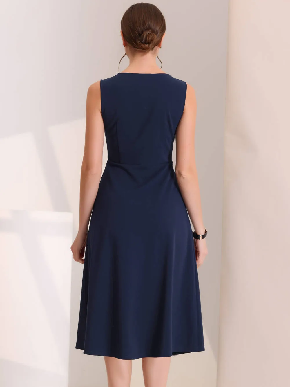 Allegra K- Striped Crew Neck Sleeveless Midi Dress sold by Reitmans product image thumbnail 4