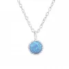 Sterling Silver Blue Opal Dainty Circle Pendant Necklace - Ag Sterling sold by Reitmans