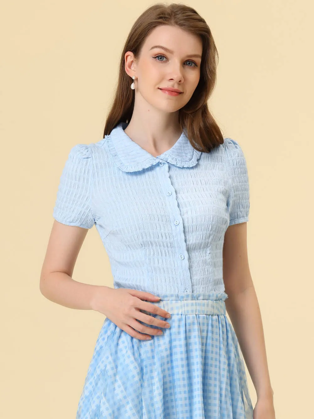 Allegra K- Vintage Sweet Doll Collar Button Down Shirt sold by Reitmans product image thumbnail 2
