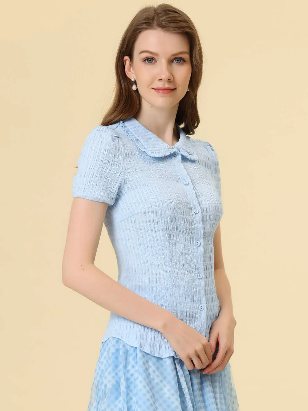 Allegra K- Vintage Sweet Doll Collar Button Down Shirt sold by Reitmans product image thumbnail 3
