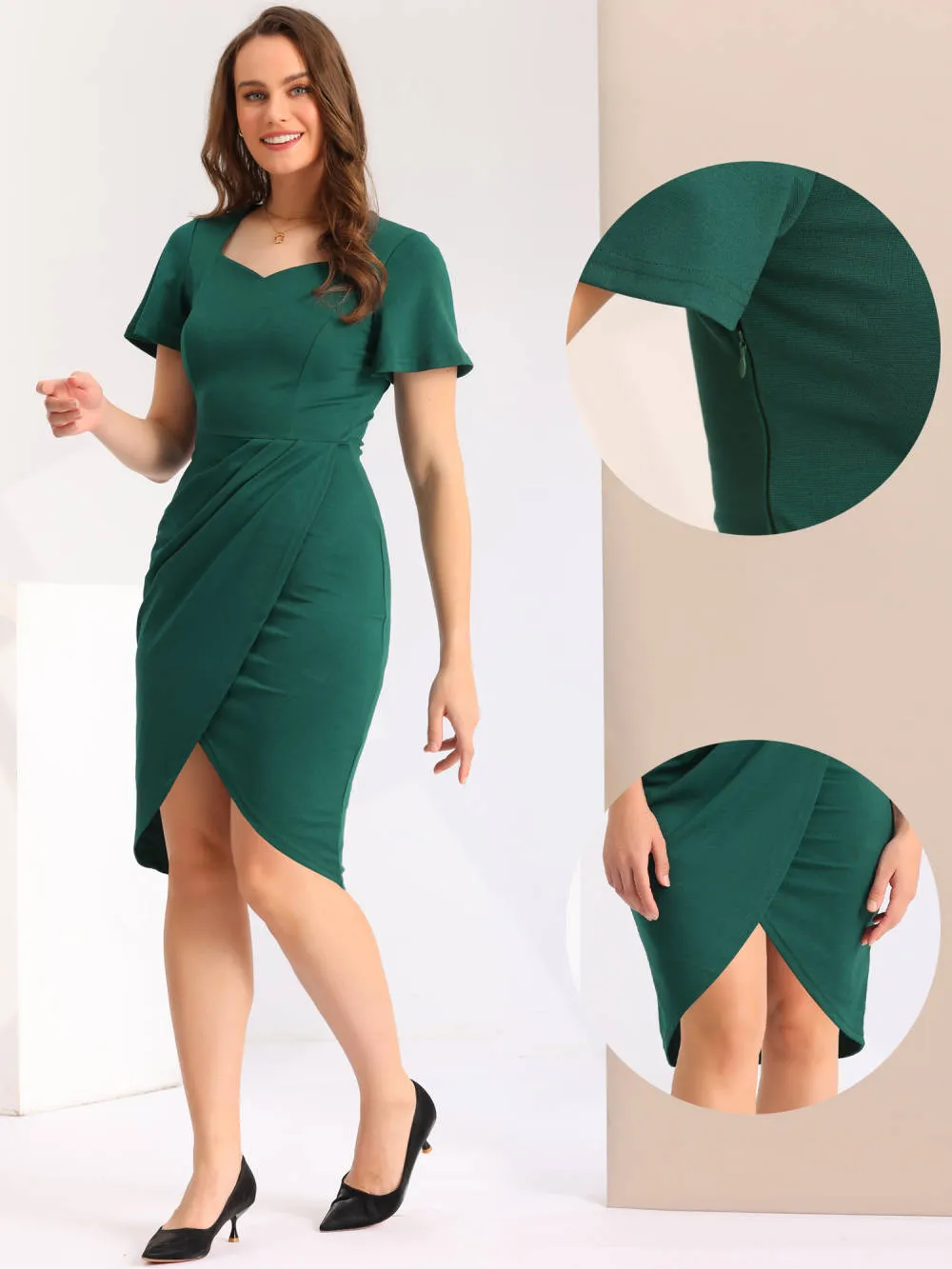 Allegra K- Short Sleeve Wrap Bodycon Dress sold by Reitmans product image thumbnail 2