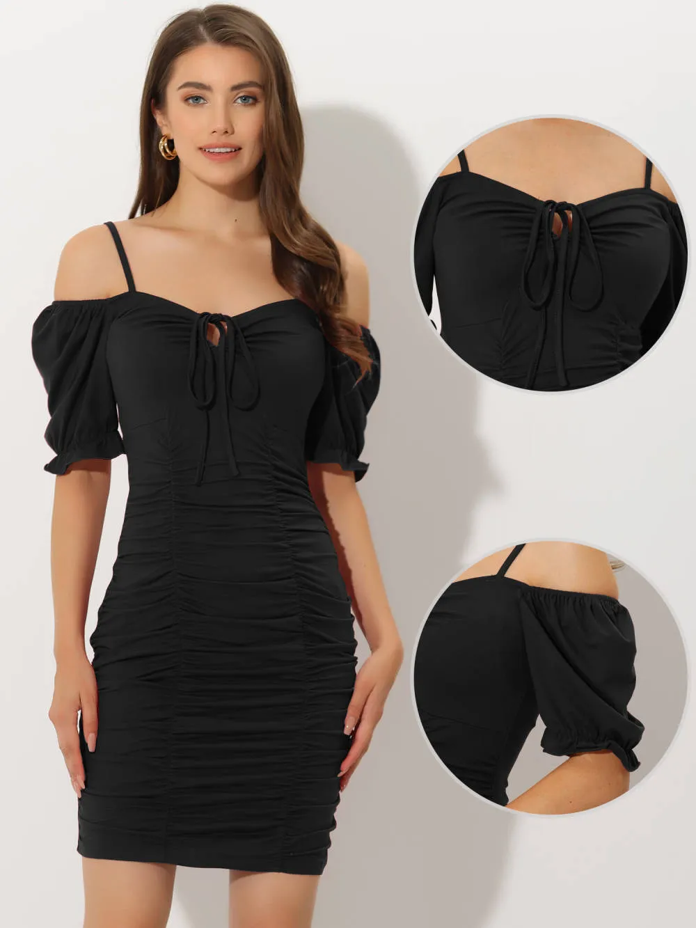 Allegra K- Cocktail Ruched Short Sleeve Bodycon Mini Dress sold by Reitmans product image thumbnail 2