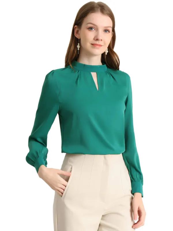 Allegra K- Stand Collar Long Sleeve Shirt Blouse sold by Reitmans