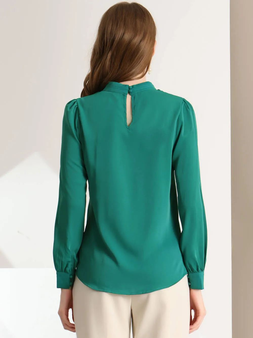 Allegra K- Stand Collar Long Sleeve Shirt Blouse sold by Reitmans product image thumbnail 5