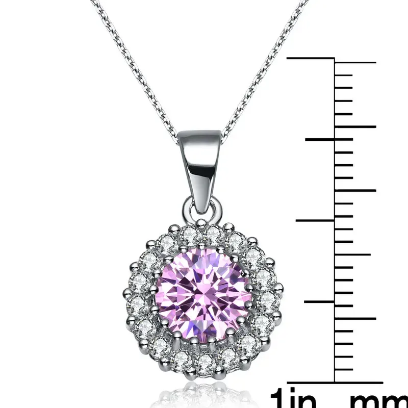 Genevive Sterling Silver with Colored Cubic Zirconia Round Pendant Necklace sold by Reitmans product image thumbnail 4