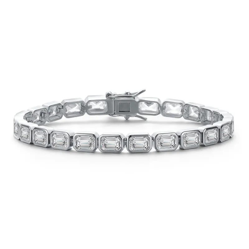 Rachel Glauber Emerald-Cut Clear Cubic Zirconia Tennis Bracelet sold by Reitmans