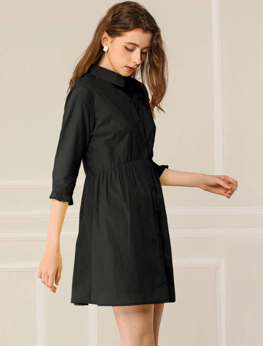 Allegra K- 3/4 Sleeve Button Up Flare Shirt Dress sold by Reitmans product image thumbnail 4