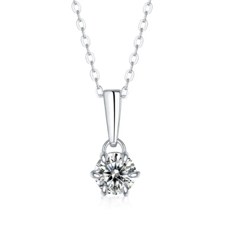 Stella Valentino Sterling Silver with 2ct Lab Created Moissanite Round Solitaire Classic Drop Pendant Necklace sold by Reitmans
