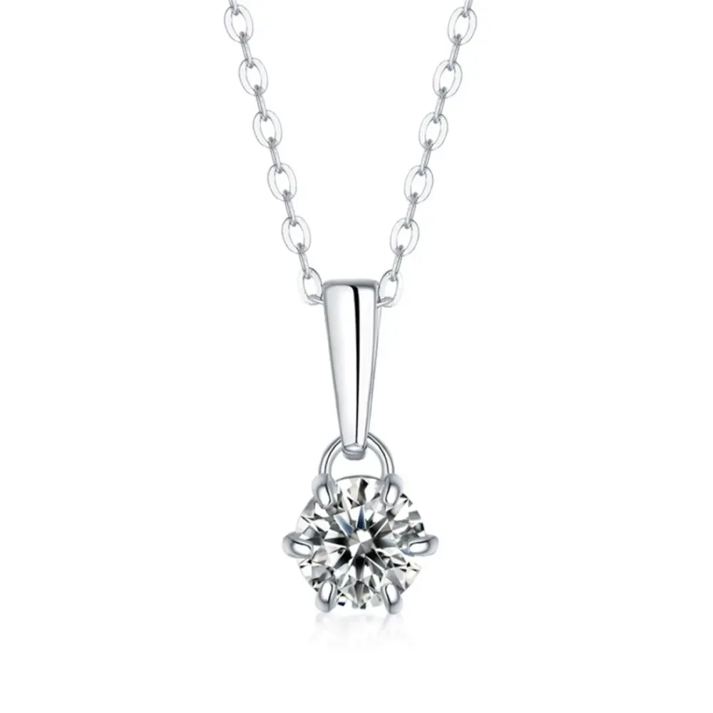 Stella Valentino Sterling Silver with 2ct Lab Created Moissanite Round Solitaire Classic Drop Pendant Necklace sold by Reitmans product image thumbnail 2