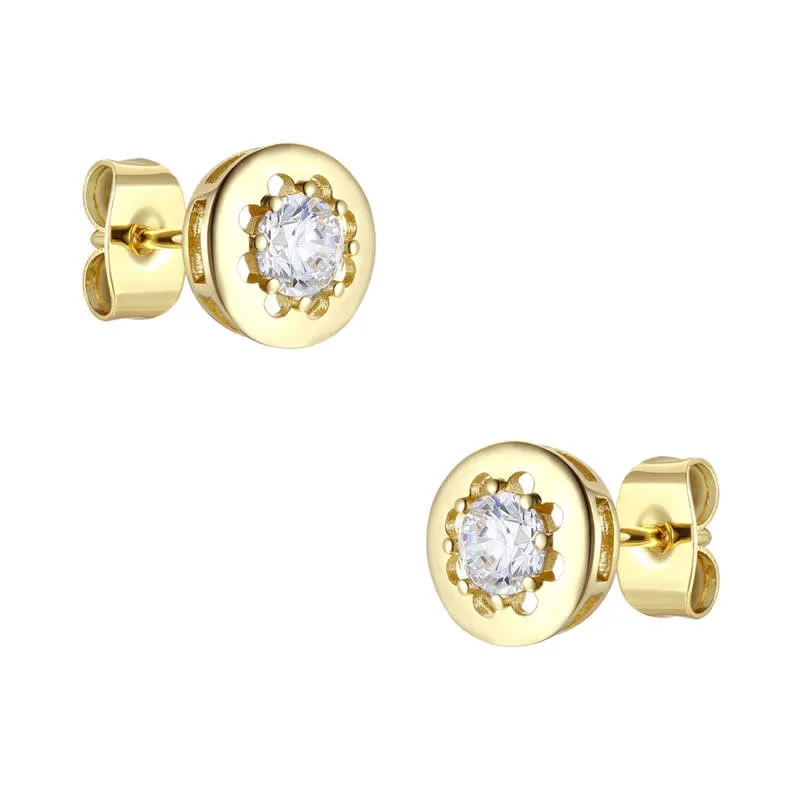 Stella Valentino Sterling Silver 14k Gold Plated with 0.60ctw Lab Created Moissanite Solitaire Modern Bezel Stud Earrings sold by Reitmans product image thumbnail 2