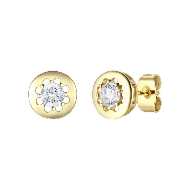Stella Valentino Sterling Silver 14k Gold Plated with 0.60ctw Lab Created Moissanite Solitaire Modern Bezel Stud Earrings sold by Reitmans product image thumbnail 3