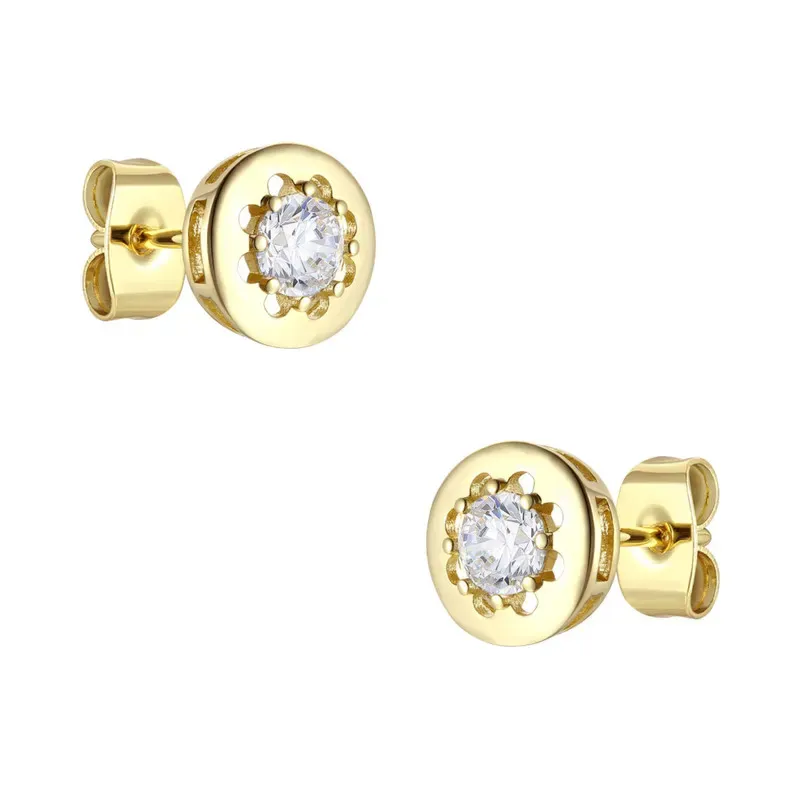 Stella Valentino Sterling Silver 14k Gold Plated with 0.60ctw Lab Created Moissanite Solitaire Modern Bezel Stud Earrings sold by Reitmans product image thumbnail 4