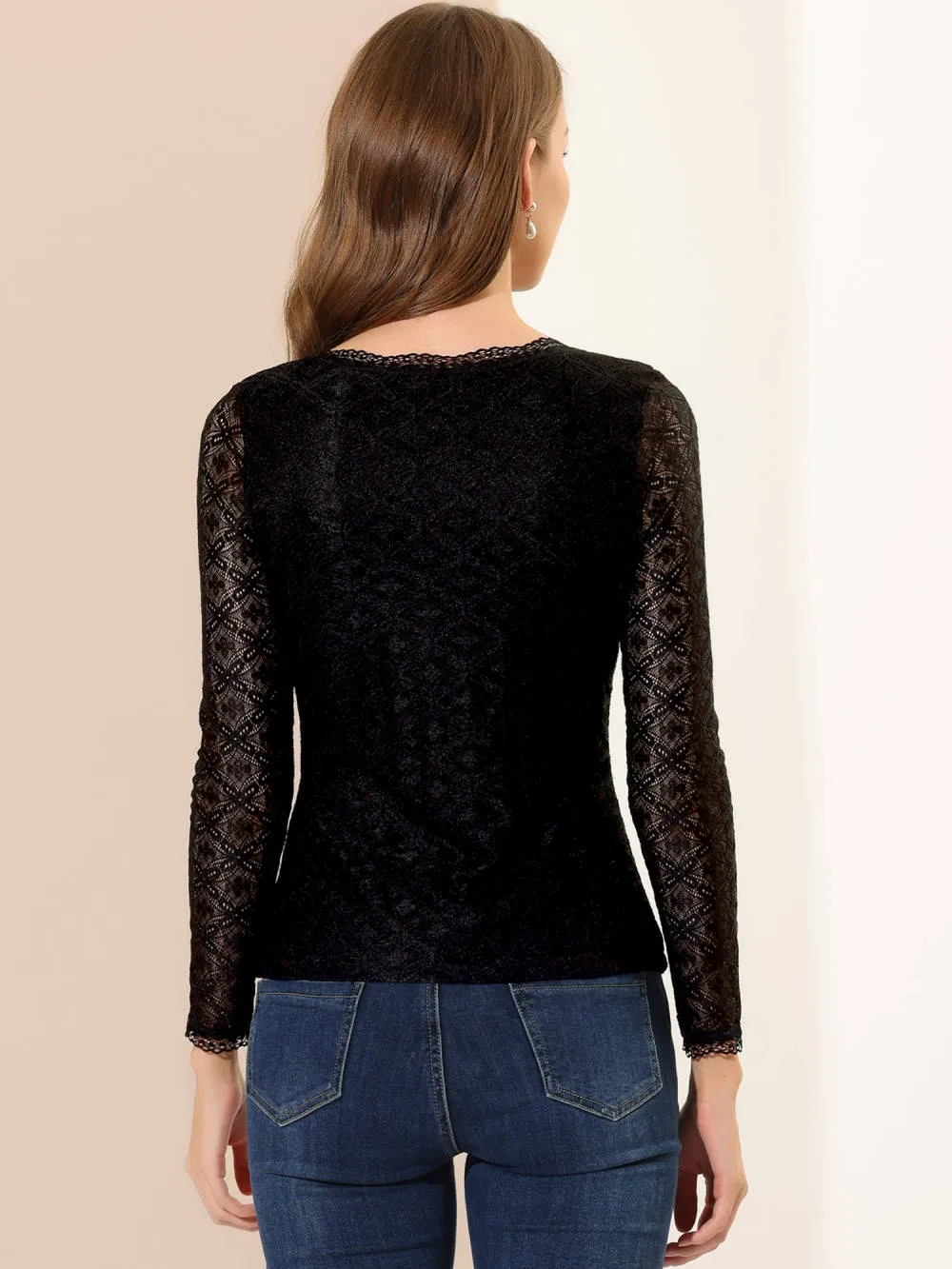 Allegra K- Round Neck Long Sleeve Embroidery Lace Blouse sold by Reitmans product image thumbnail 5