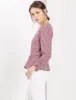 Allegra K - Round Neck Ruched 3/4 Sleeve Plaid Peplum Top sold by Reitmans