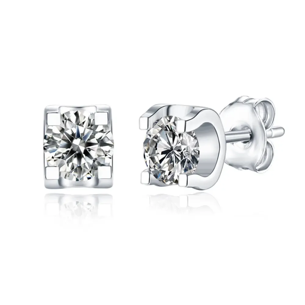 Stella Valentino Sterling Silver with 0.50ctw Lab Created Moissanite Solitaire Tulip Stud Earrings sold by Reitmans product image thumbnail 2