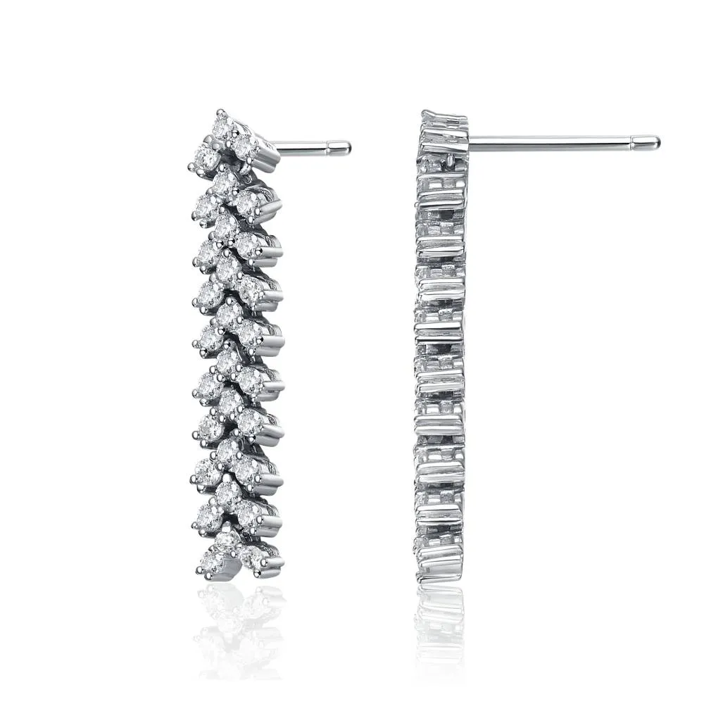 Genevive Sterling Silver White Gold Plated with Triangle Shaped Cubic Zirconia Linear Drop Earrings sold by Reitmans product image thumbnail 2