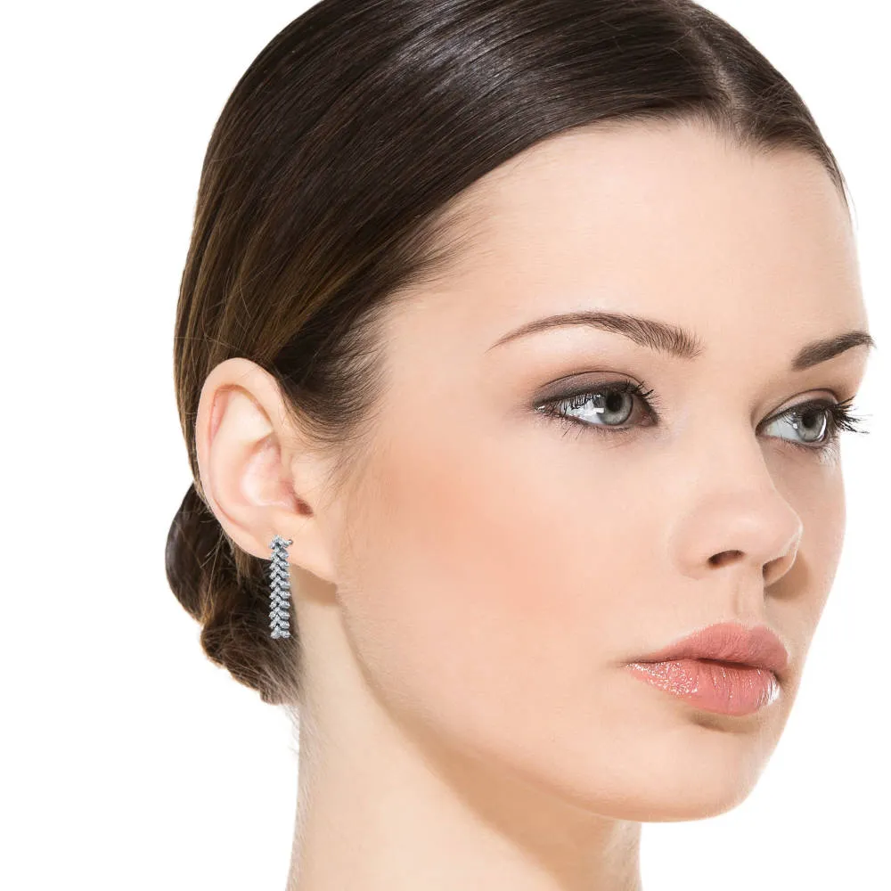 Genevive Sterling Silver White Gold Plated with Triangle Shaped Cubic Zirconia Linear Drop Earrings sold by Reitmans product image thumbnail 3