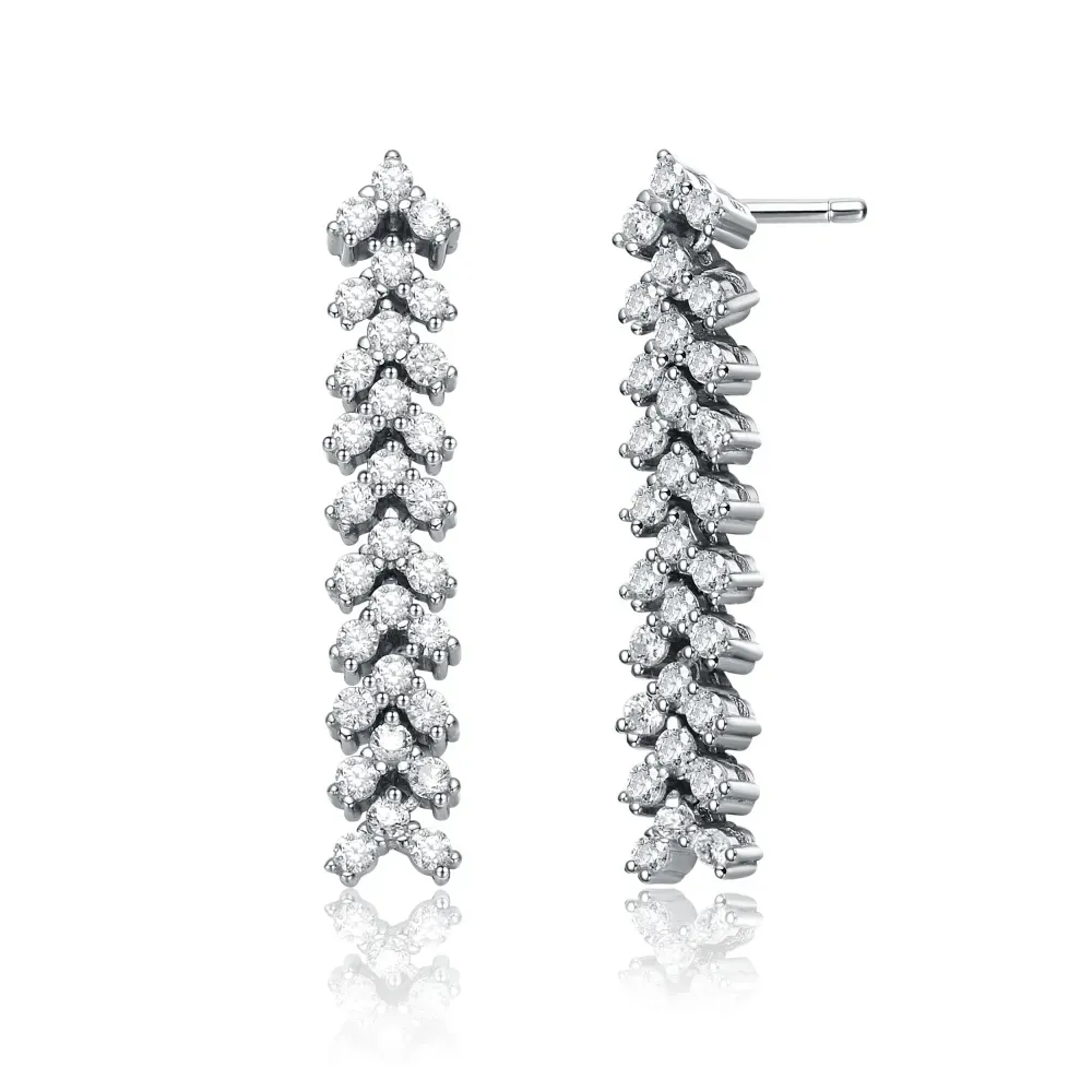 Genevive Sterling Silver White Gold Plated with Triangle Shaped Cubic Zirconia Linear Drop Earrings sold by Reitmans product image thumbnail 4