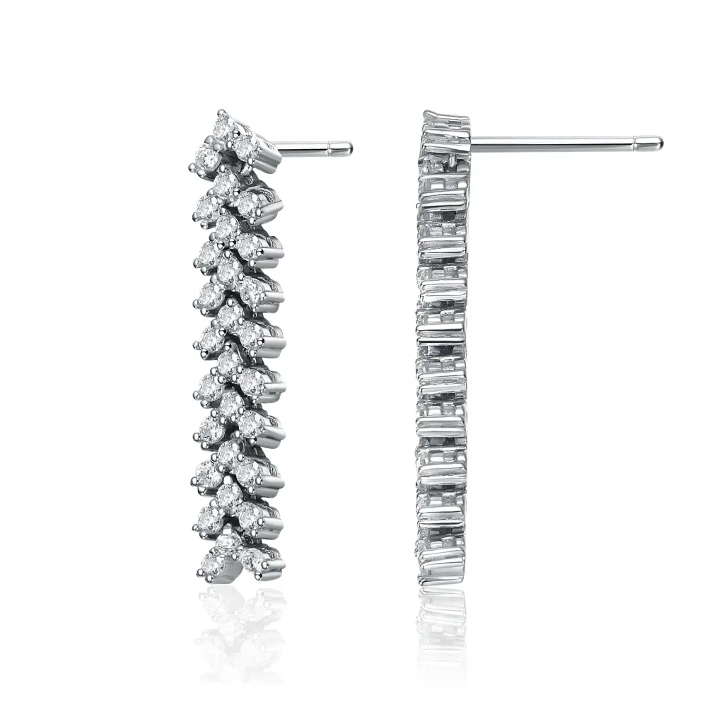 Genevive Sterling Silver White Gold Plated with Triangle Shaped Cubic Zirconia Linear Drop Earrings sold by Reitmans product image thumbnail 5