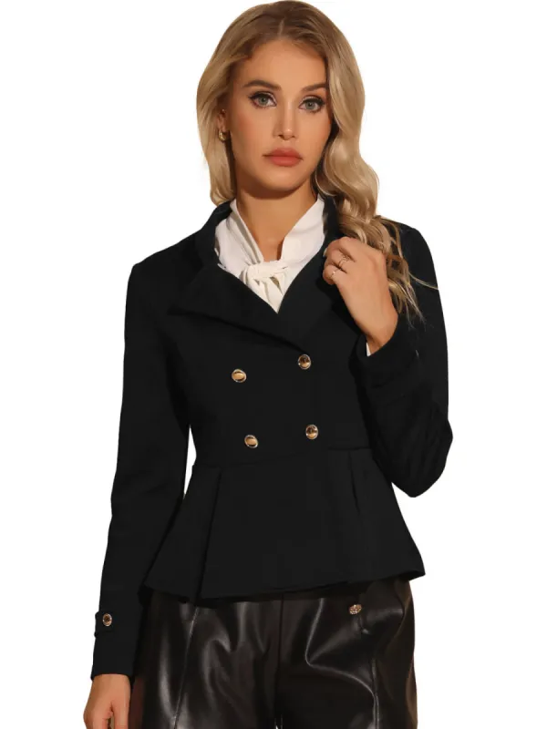 Allegra K - Lapel Collar Double Breasted Peplum Jacket sold by Reitmans