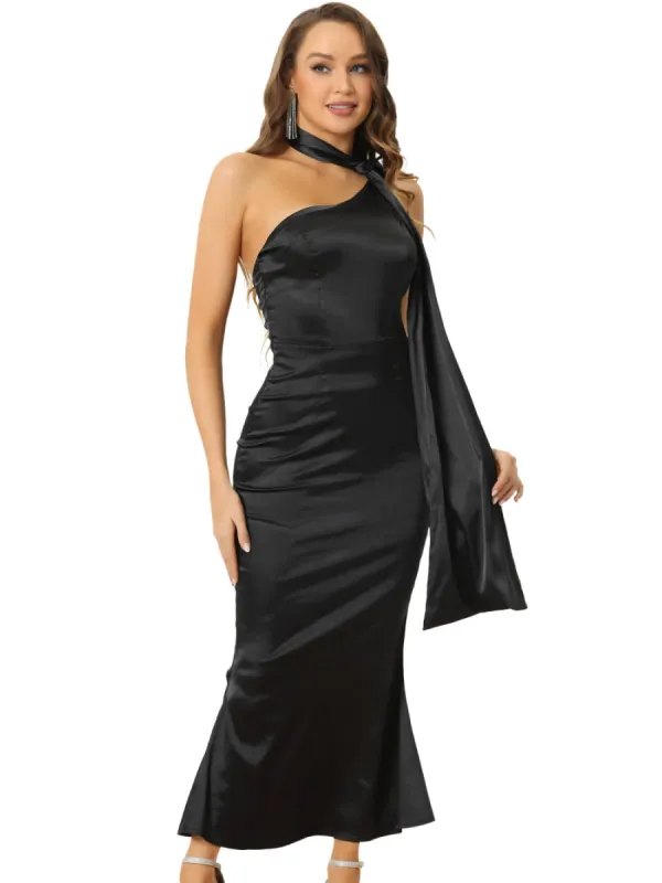 Allegra K- One Shoulder Backless Maxi Dress sold by Reitmans