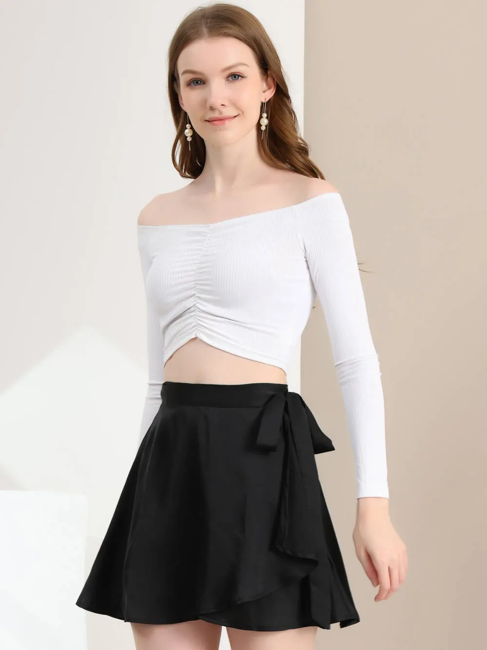Allegra K- Satin Mini Wrap Skater Skirt sold by Reitmans product image thumbnail 2