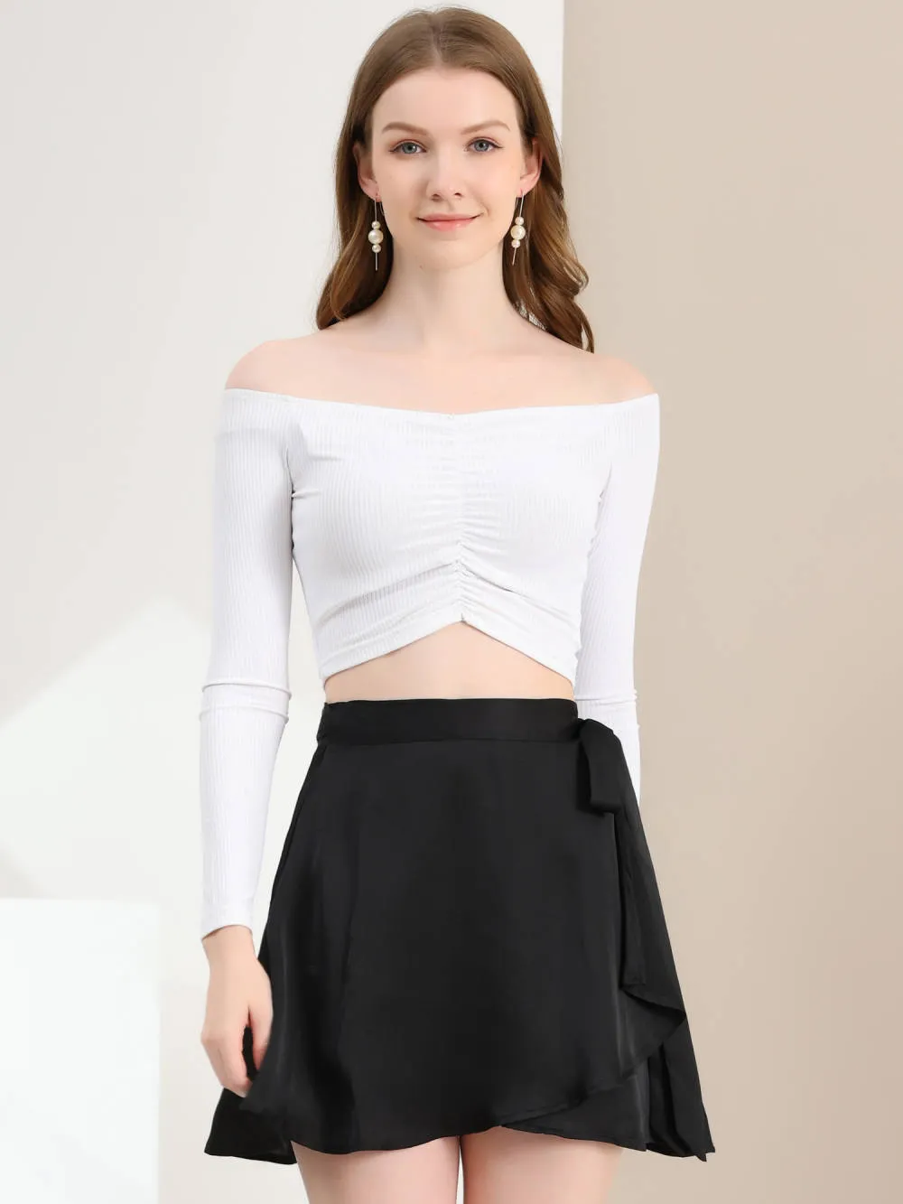 Allegra K- Satin Mini Wrap Skater Skirt sold by Reitmans product image thumbnail 3