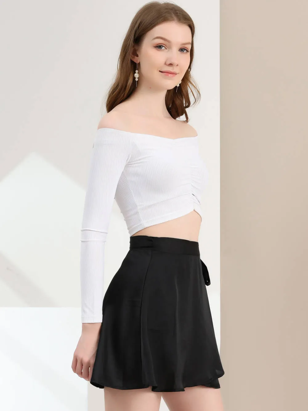 Allegra K- Satin Mini Wrap Skater Skirt sold by Reitmans product image thumbnail 4