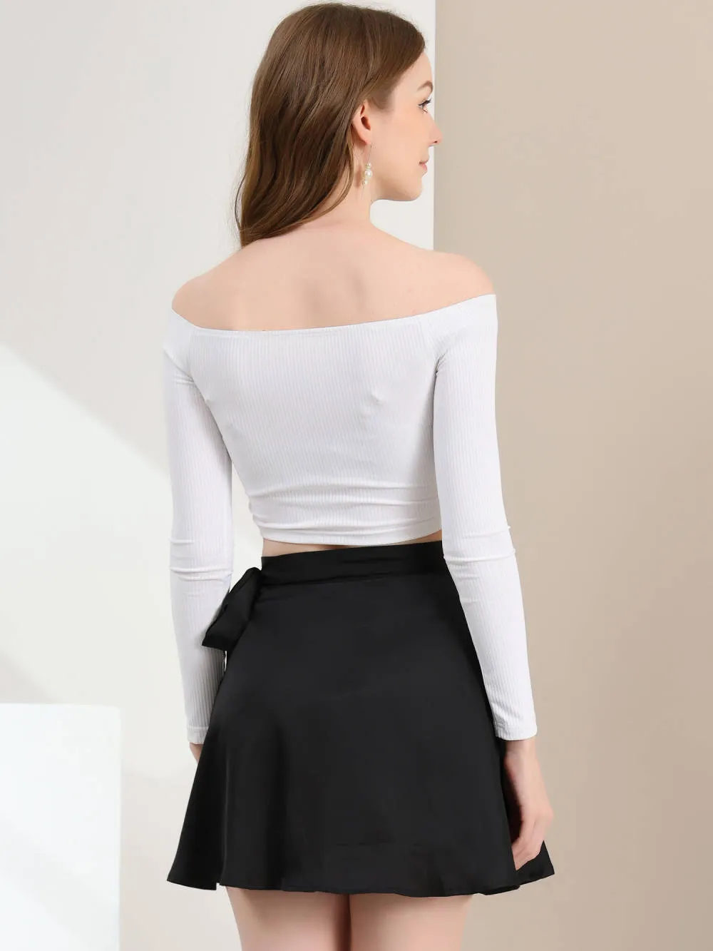 Allegra K- Satin Mini Wrap Skater Skirt sold by Reitmans product image thumbnail 5