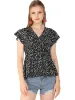 Allegra K - Summer Ditsy Floral Ruffle Neck Wrap Peplum Top sold by Reitmans