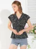 Allegra K - Summer Ditsy Floral Ruffle Neck Wrap Peplum Top sold by Reitmans