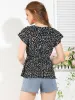 Allegra K - Summer Ditsy Floral Ruffle Neck Wrap Peplum Top sold by Reitmans