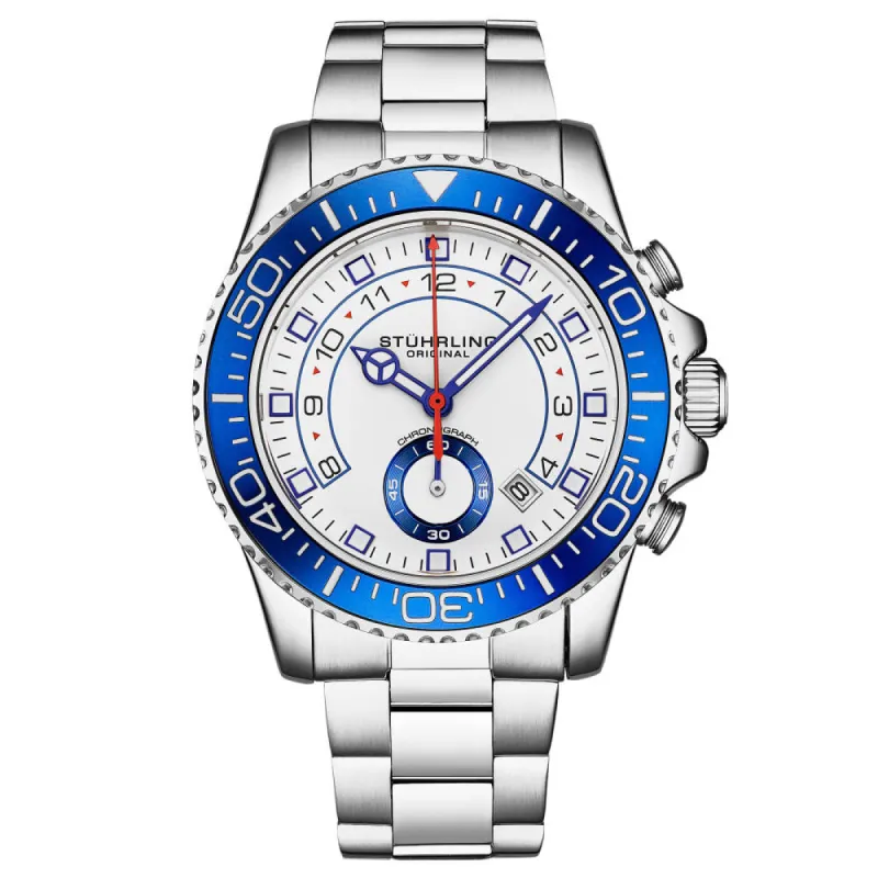 Stuhrling Original Brigadier Quartz Chronograph 42mm Diver With Stainless Steel Deployant Buckle made by Reitmans