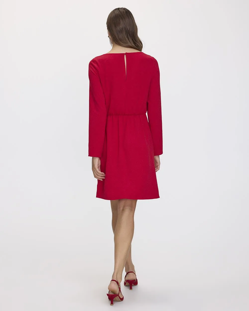 Long-Sleeve Boat-Neck Dress with Knot Detail sold by Reitmans product image thumbnail 2