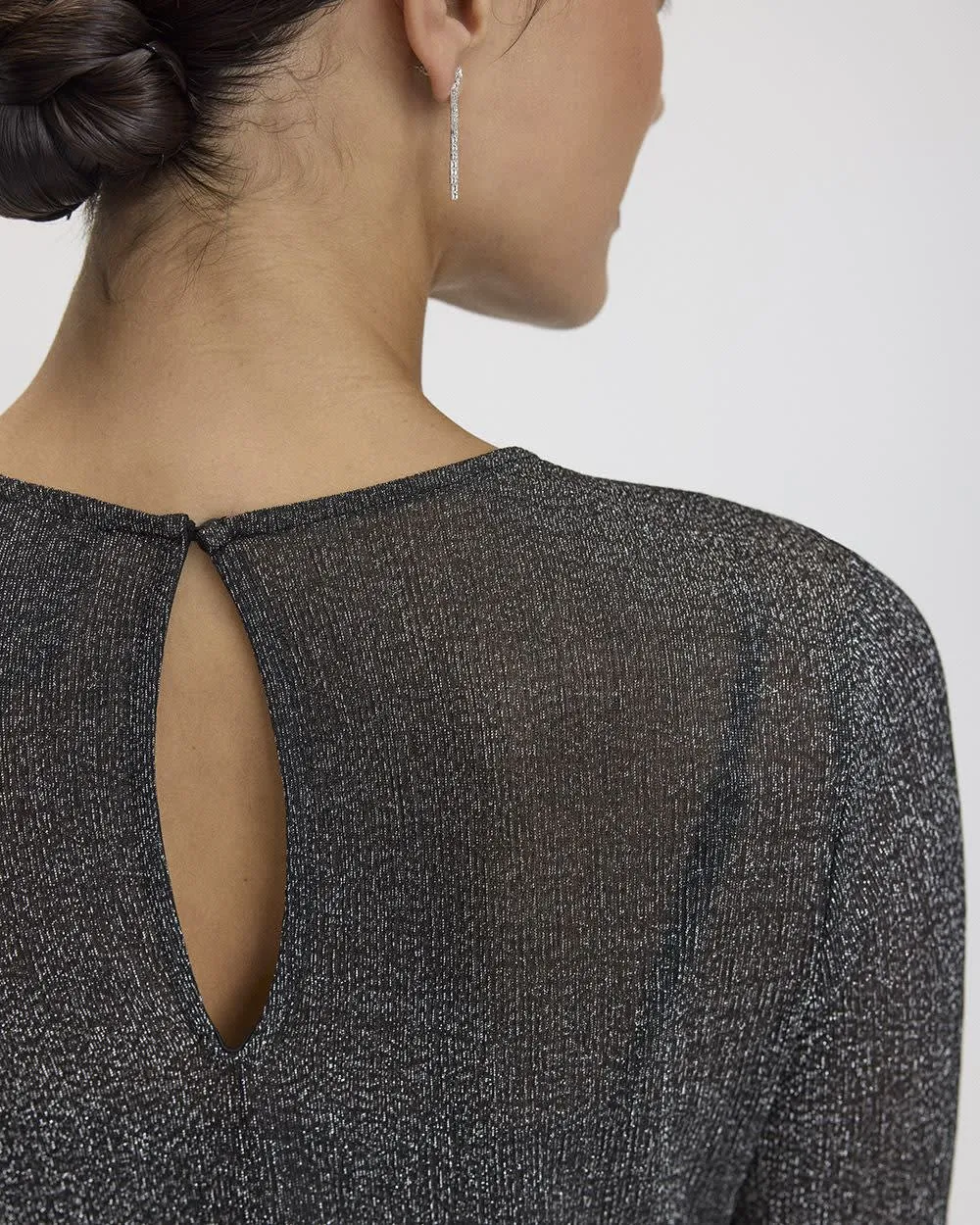 Long-Sleeve Shimmery Mesh Midi Dress sold by Reitmans product image thumbnail 5