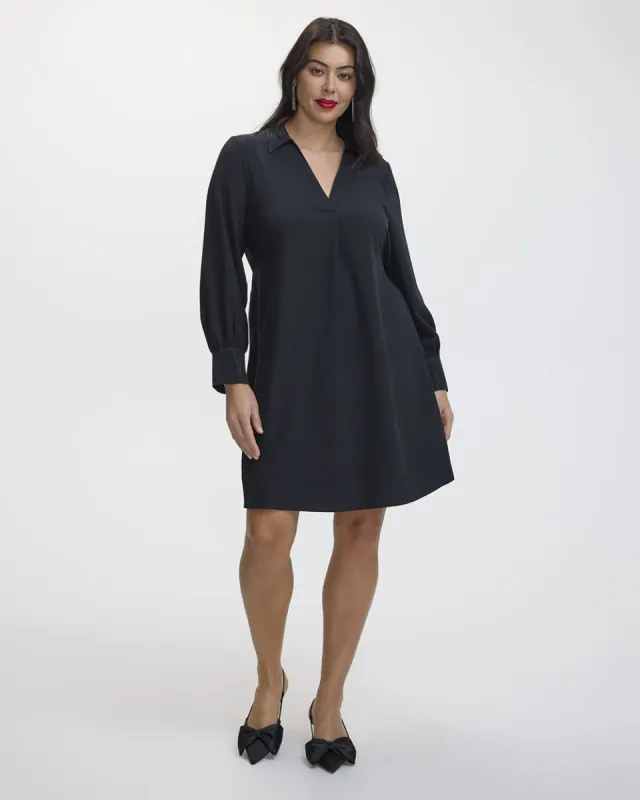 Long-Sleeve Shift Dress with Shirt Collar sold by Reitmans