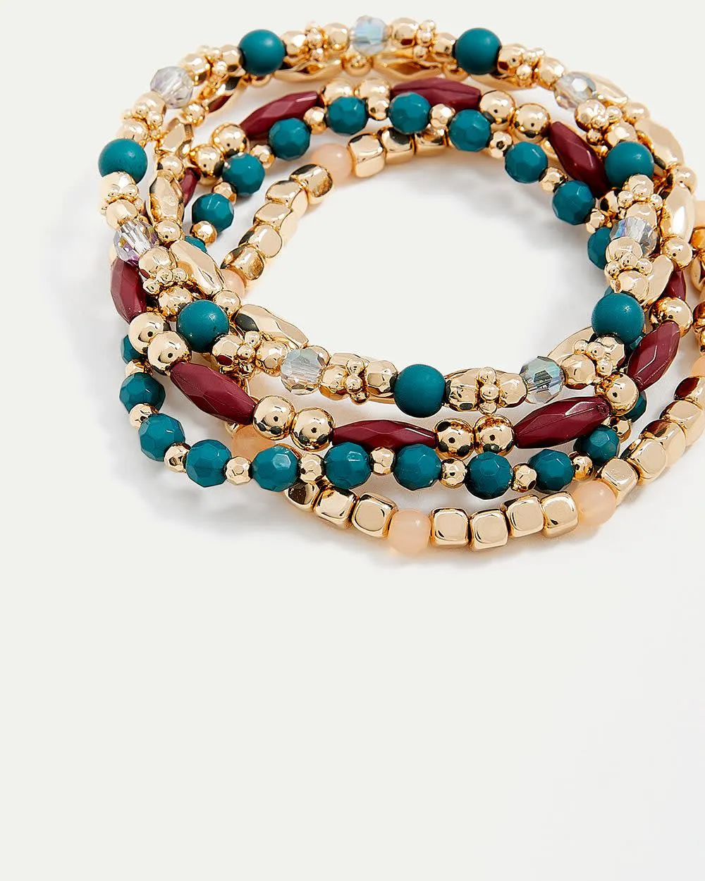 Colourful Beaded Elastic Bracelets - Set of 5 sold by Reitmans