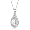 Genevive Sterling Silver White Gold Plated with Clear Cubic Zirconia Pear Shape Pendant sold by Reitmans