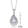Genevive Sterling Silver White Gold Plated with Clear Cubic Zirconia Pear Shape Pendant sold by Reitmans