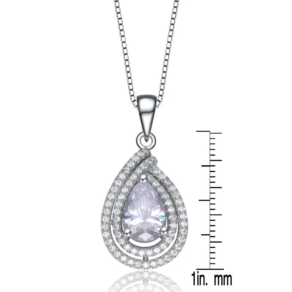 Genevive Sterling Silver White Gold Plated with Clear Cubic Zirconia Pear Shape Pendant sold by Reitmans product image thumbnail 3