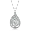 Genevive Sterling Silver White Gold Plated with Clear Cubic Zirconia Pear Shape Pendant sold by Reitmans