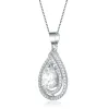 Genevive Sterling Silver White Gold Plated with Clear Cubic Zirconia Pear Shape Pendant sold by Reitmans