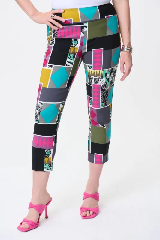 Joseph Ribkoff - Cropped Patchwork Print Pull-On Pants sold by Reitmans