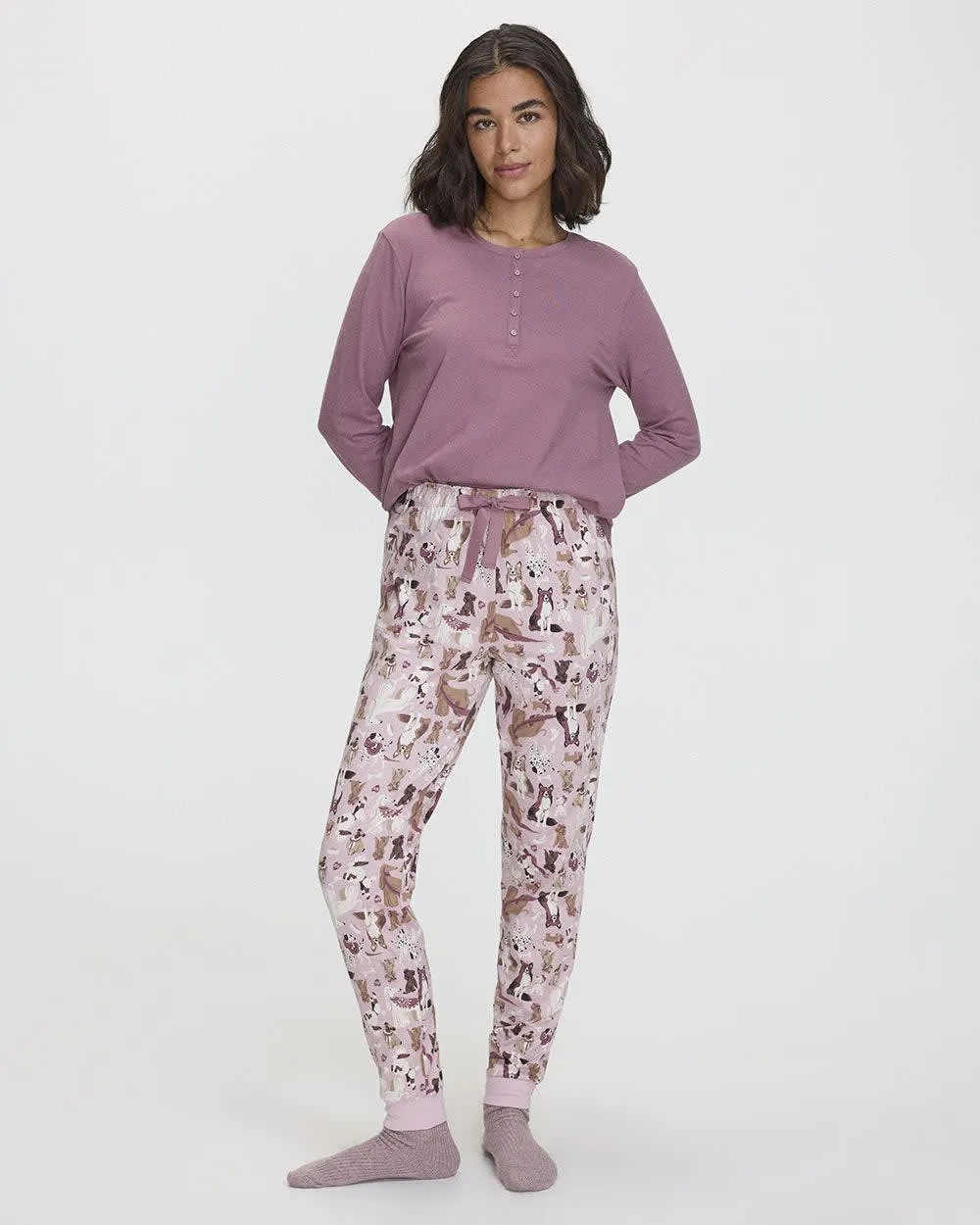 Long-Sleeve Top and Jogger Cotton Pyjama Set sold by Reitmans product image thumbnail 2