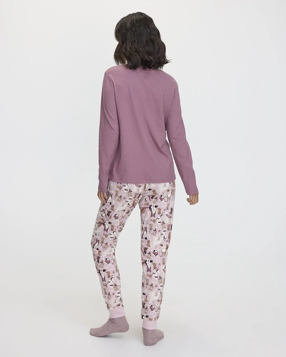 Long-Sleeve Top and Jogger Cotton Pyjama Set sold by Reitmans product image thumbnail 3