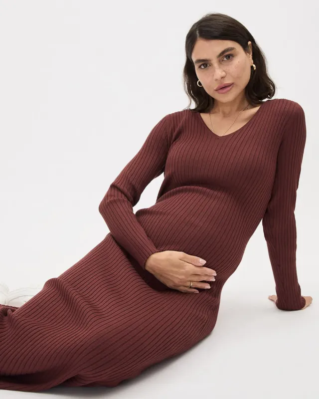 Long-Sleeve V-Neck Maxi Dress - Thyme Maternity sold by Reitmans