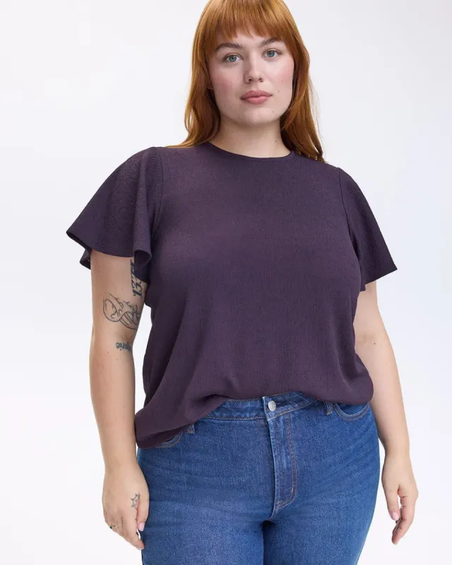Short-Flutter-Sleeve Crew-Neck Blouse sold by Reitmans